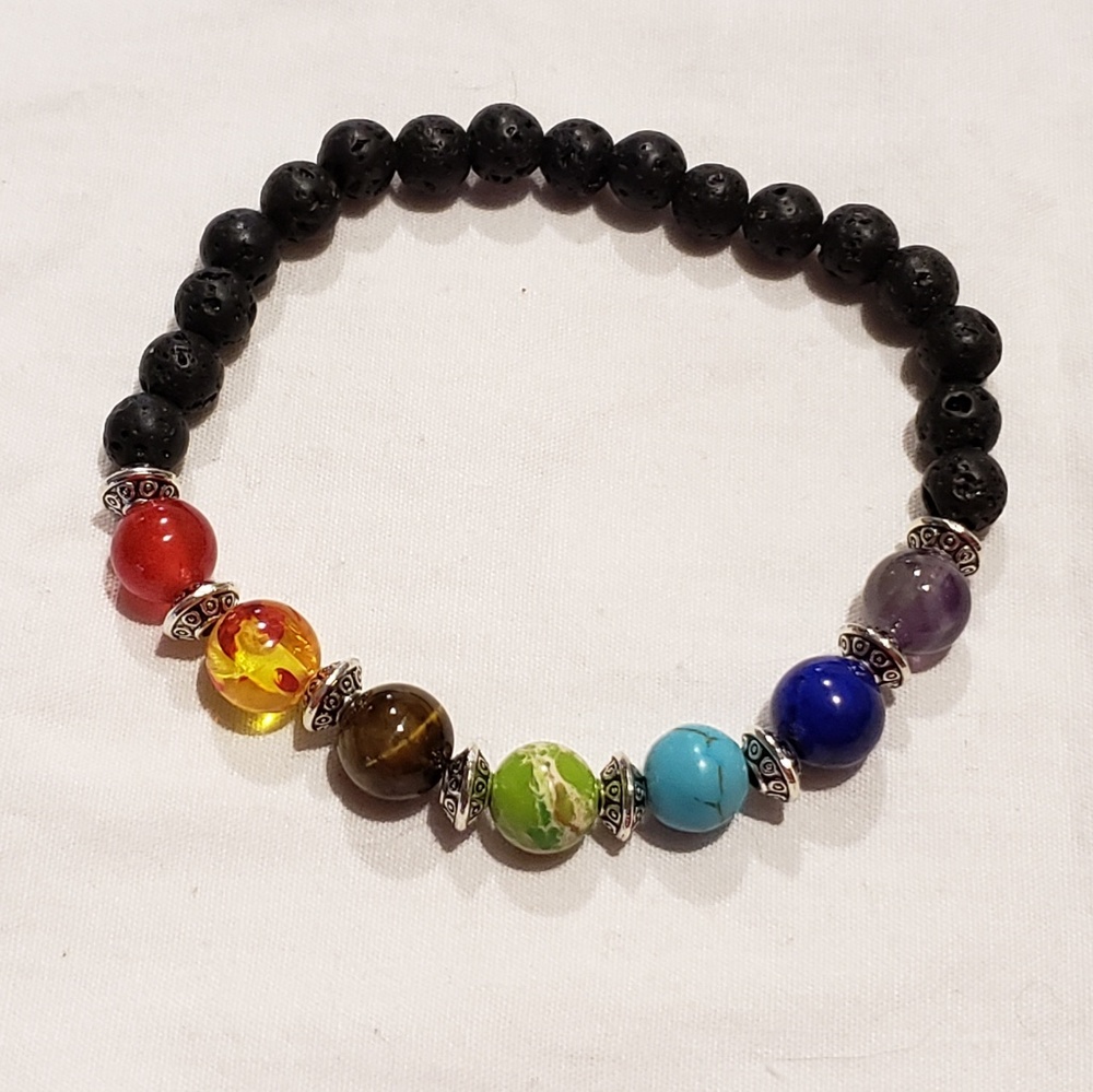 7 Chakras and Lava Stone Diffuser Bracelet